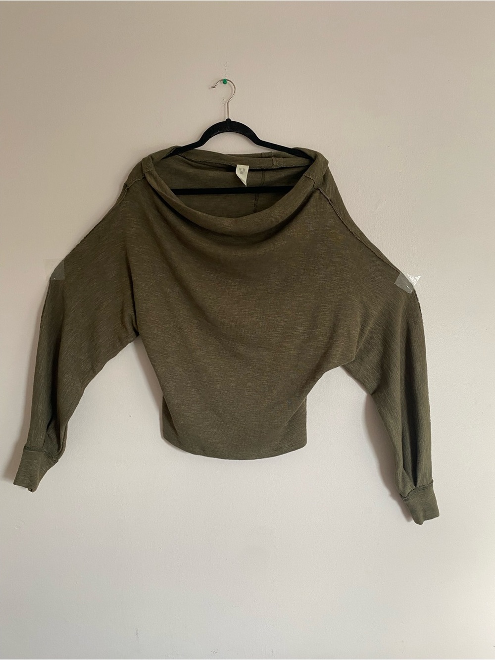 We The Free Olive Off-the-Shoulder Lightweight Sweater